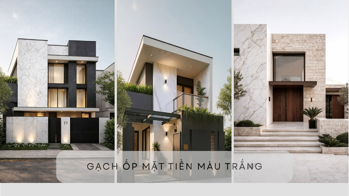 Gạch ốp mặt tiền màu trắng