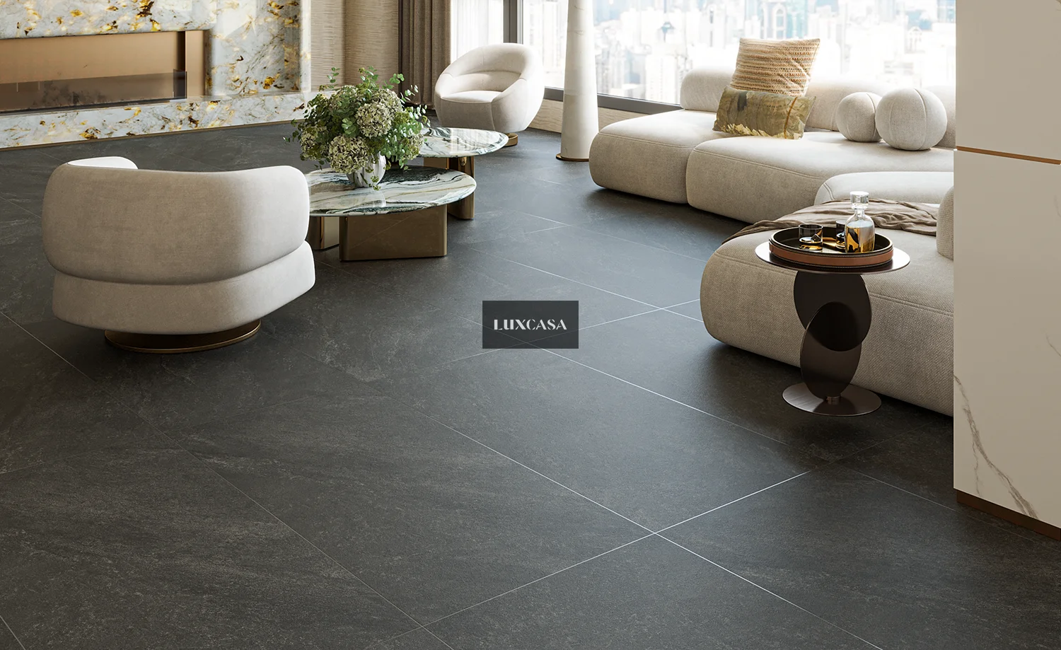Gạch phòng khách slate 60x120 612LUIB-BL