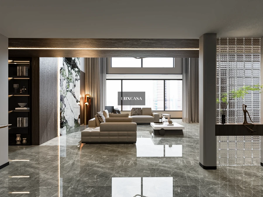 Gạch phòng khách xám bóng 60x60 60LU60392