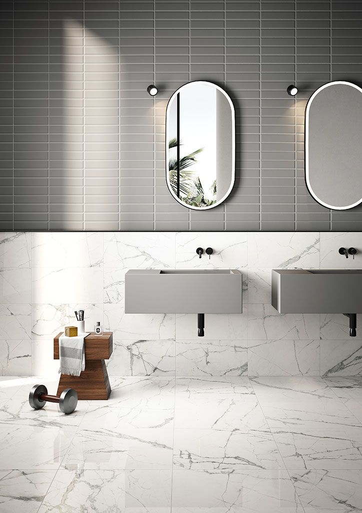 Gạch thẻ màu xám ốp wc