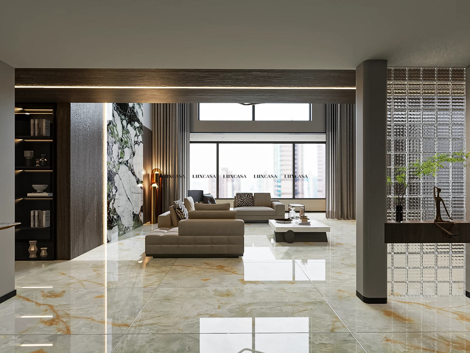 Gạch phòng khách vân đá xanh 90x180 918LU712A