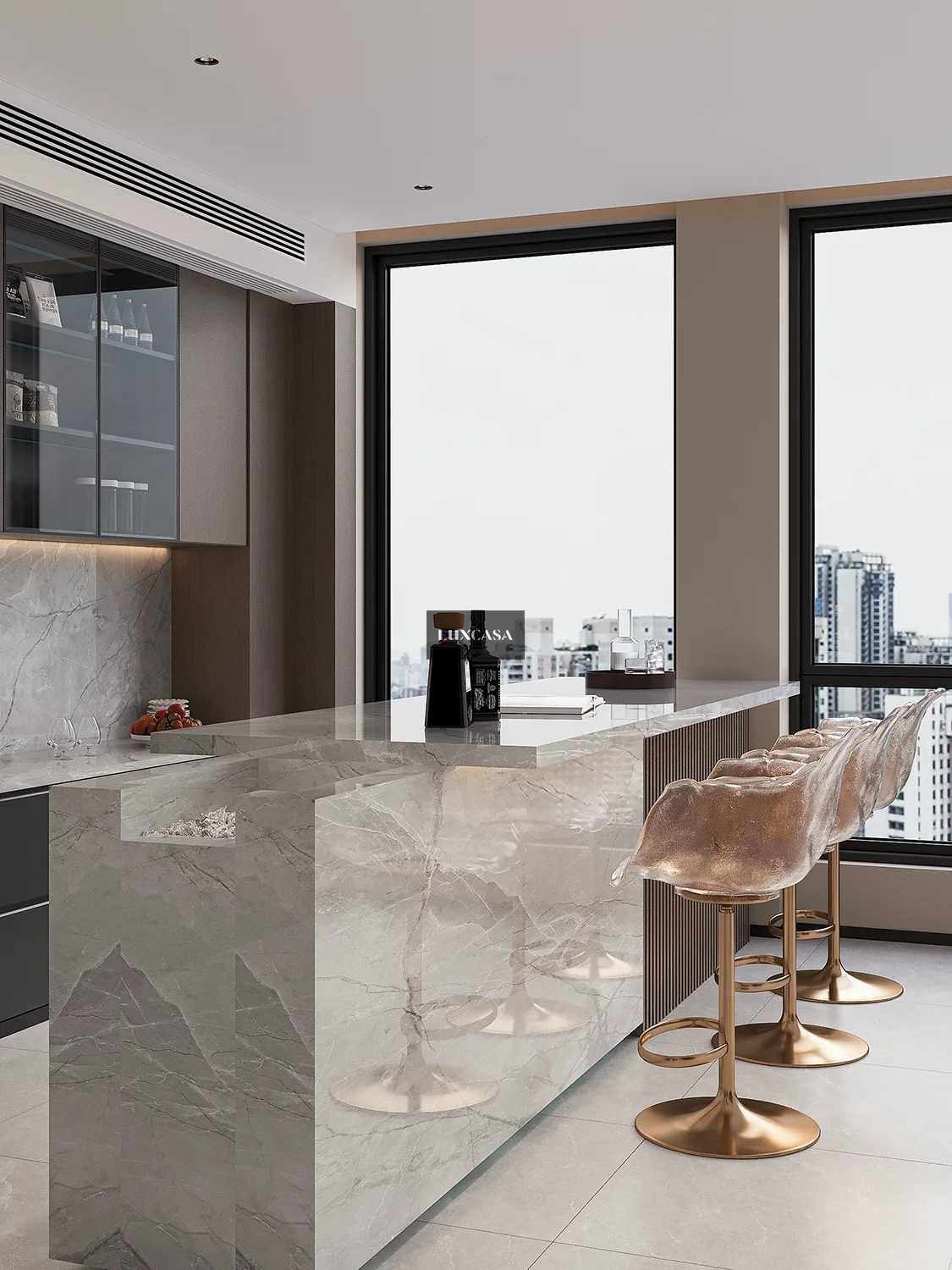 Đá nung kết làm bàn đảo 160X320X1.5 1632LUX006