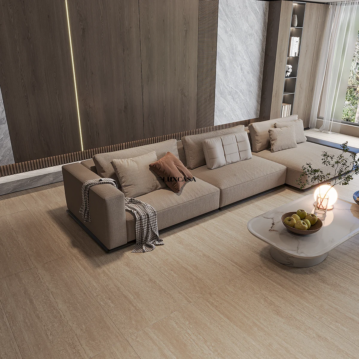 Gạch 60x120 travertine lát sàn nhà 612LU612S03