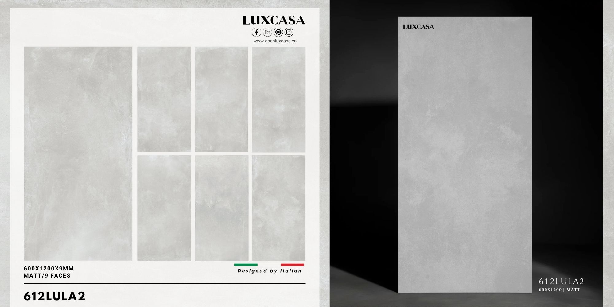 Gạch hiệu ứng bê tông xám 60×120 612LULA2