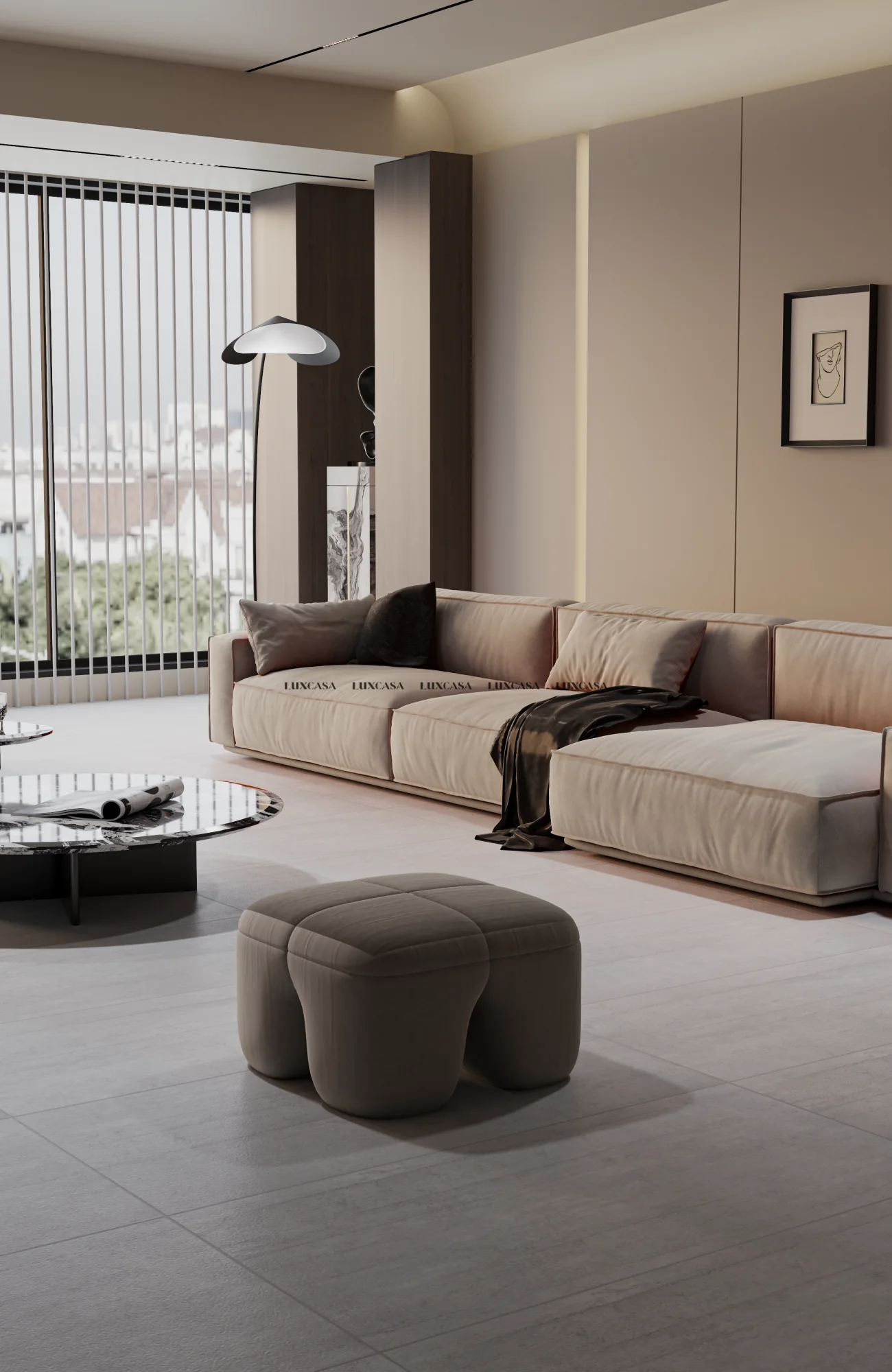Gạch lát phòng khách 60x120 vân bê tông xám 612LULN1
