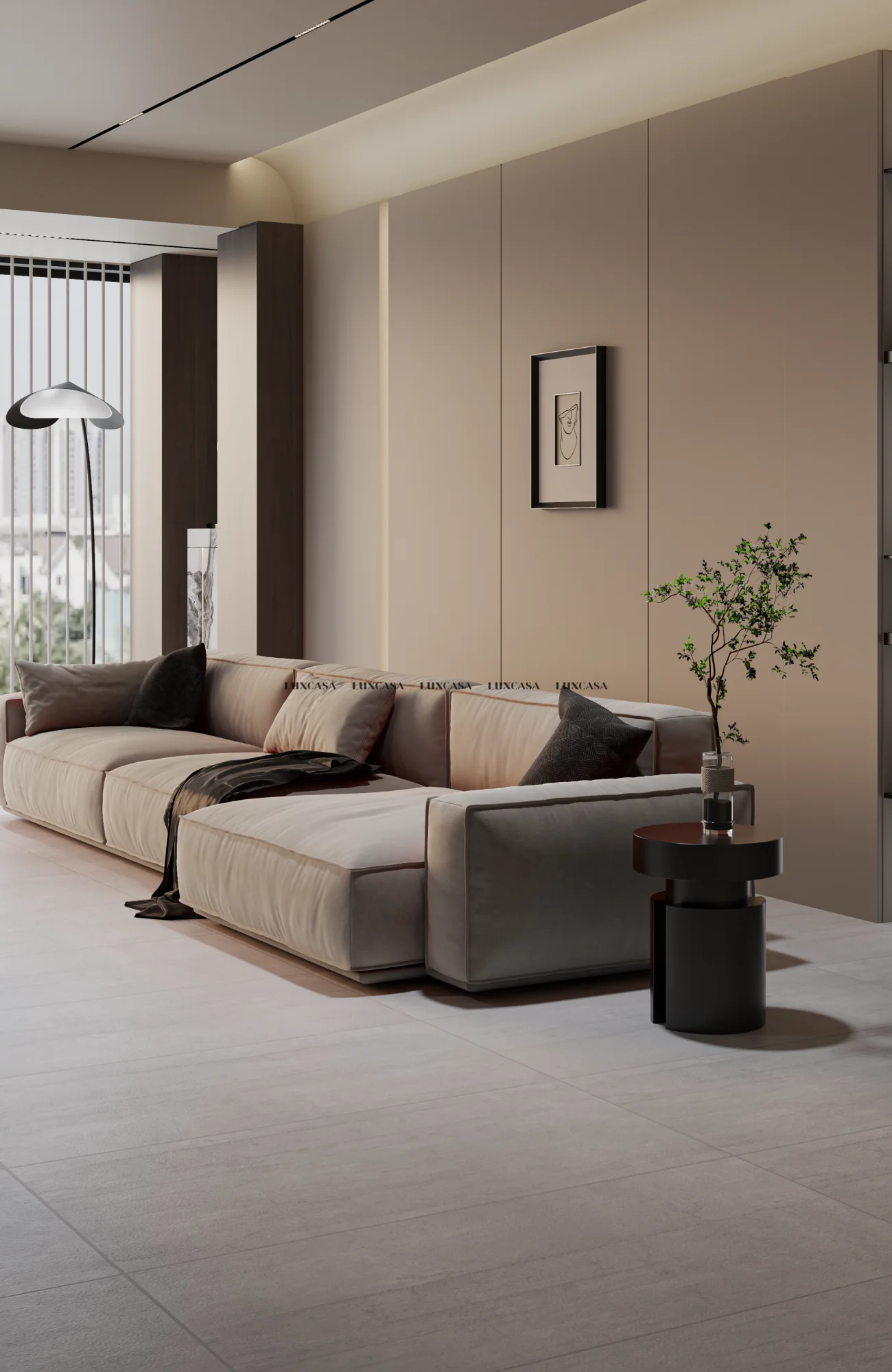 Gạch lát phòng khách 60x120 vân bê tông xám 612LULN1