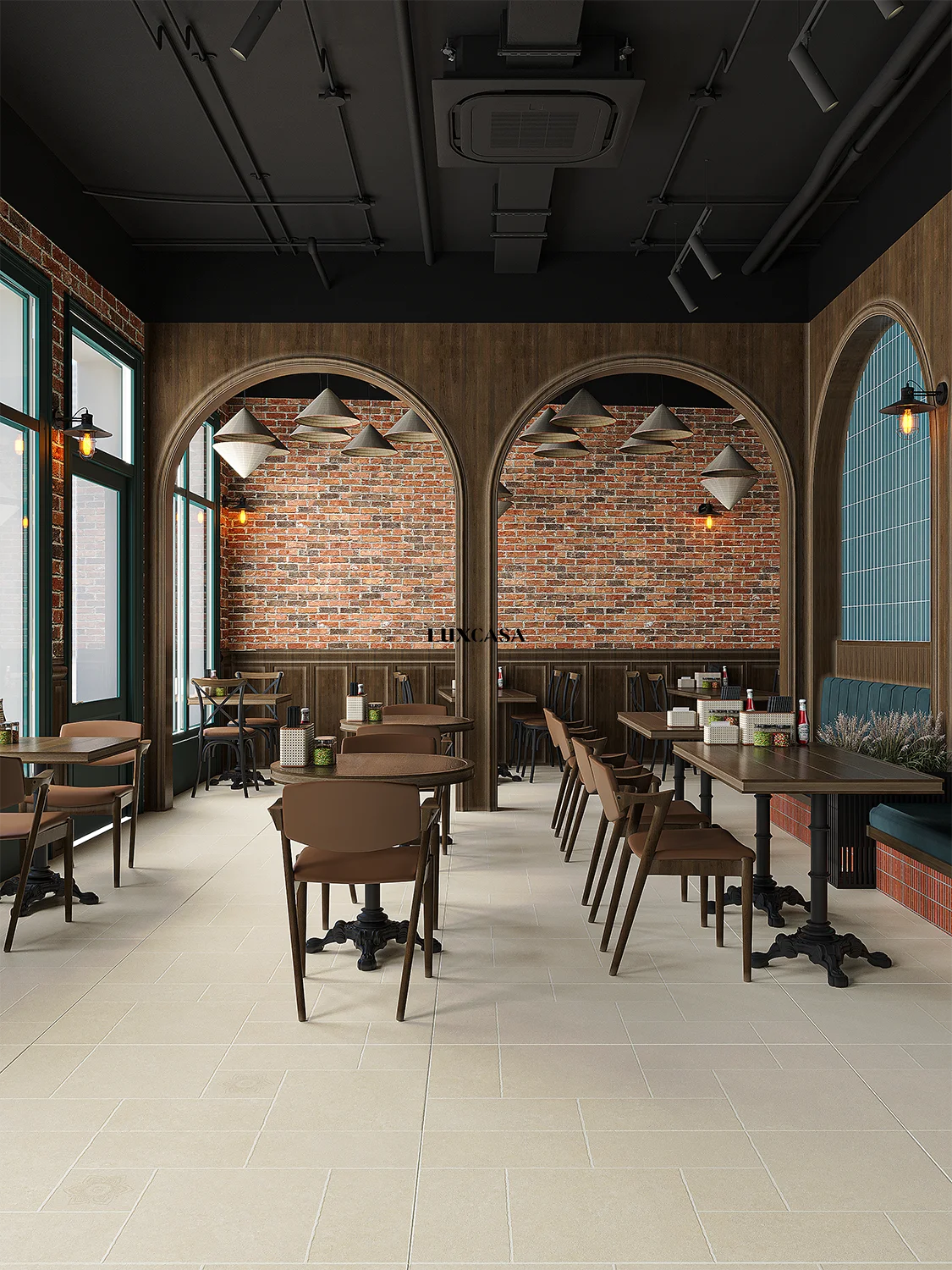 Gạch lát quán cafe 60x120 giả cổ F01