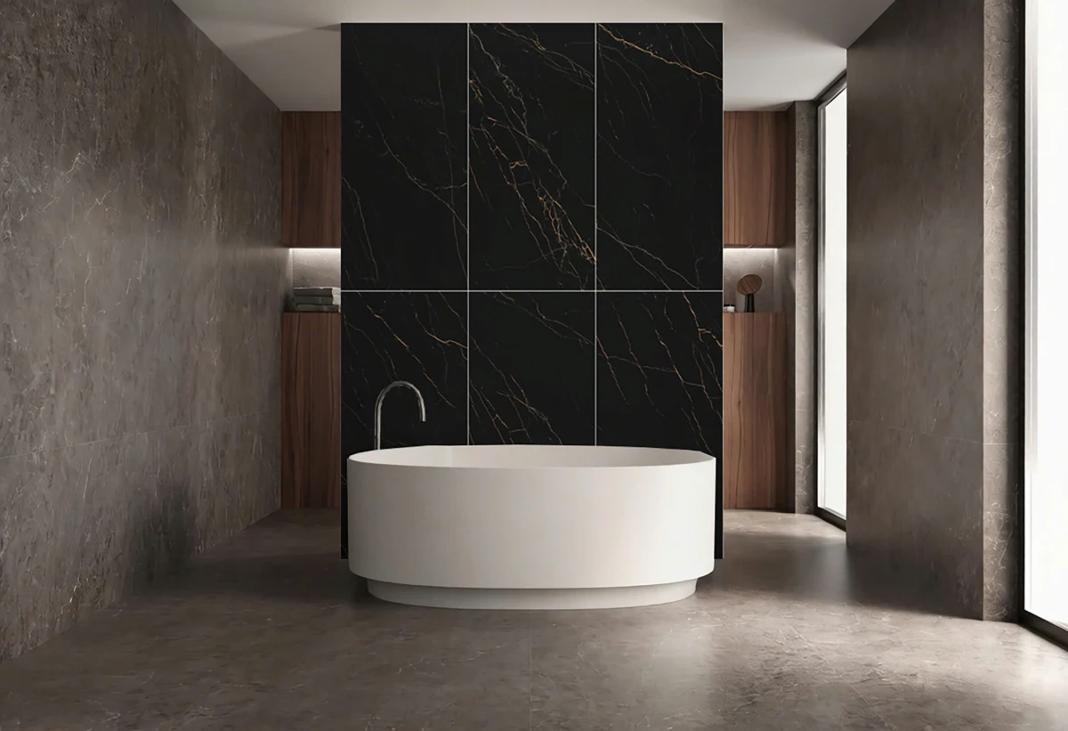 Gạch màu đen ốp nhà tắm 60x120 612LU12T666