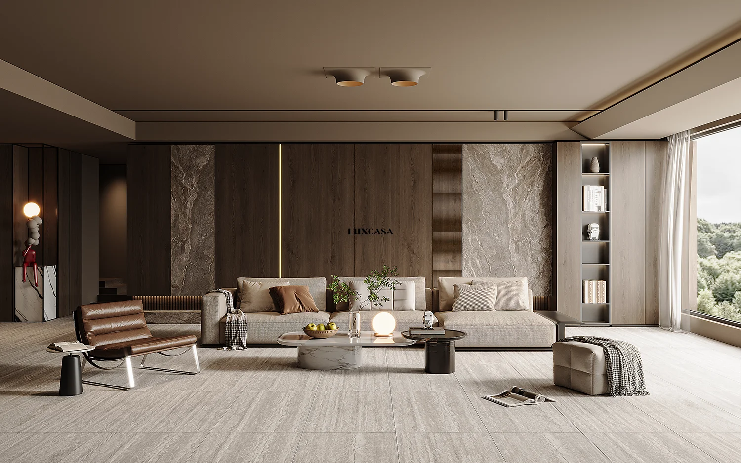 Gạch phòng khách 60x120 travertine 612LU612010