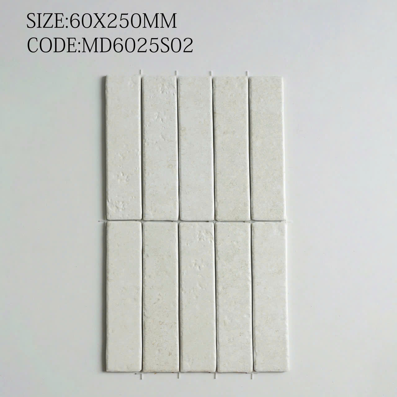 Gạch thẻ mờ 60x250 màu trắng