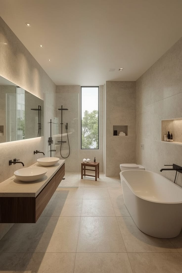 Phòng tắm lát gạch hiệu ứng xi măng