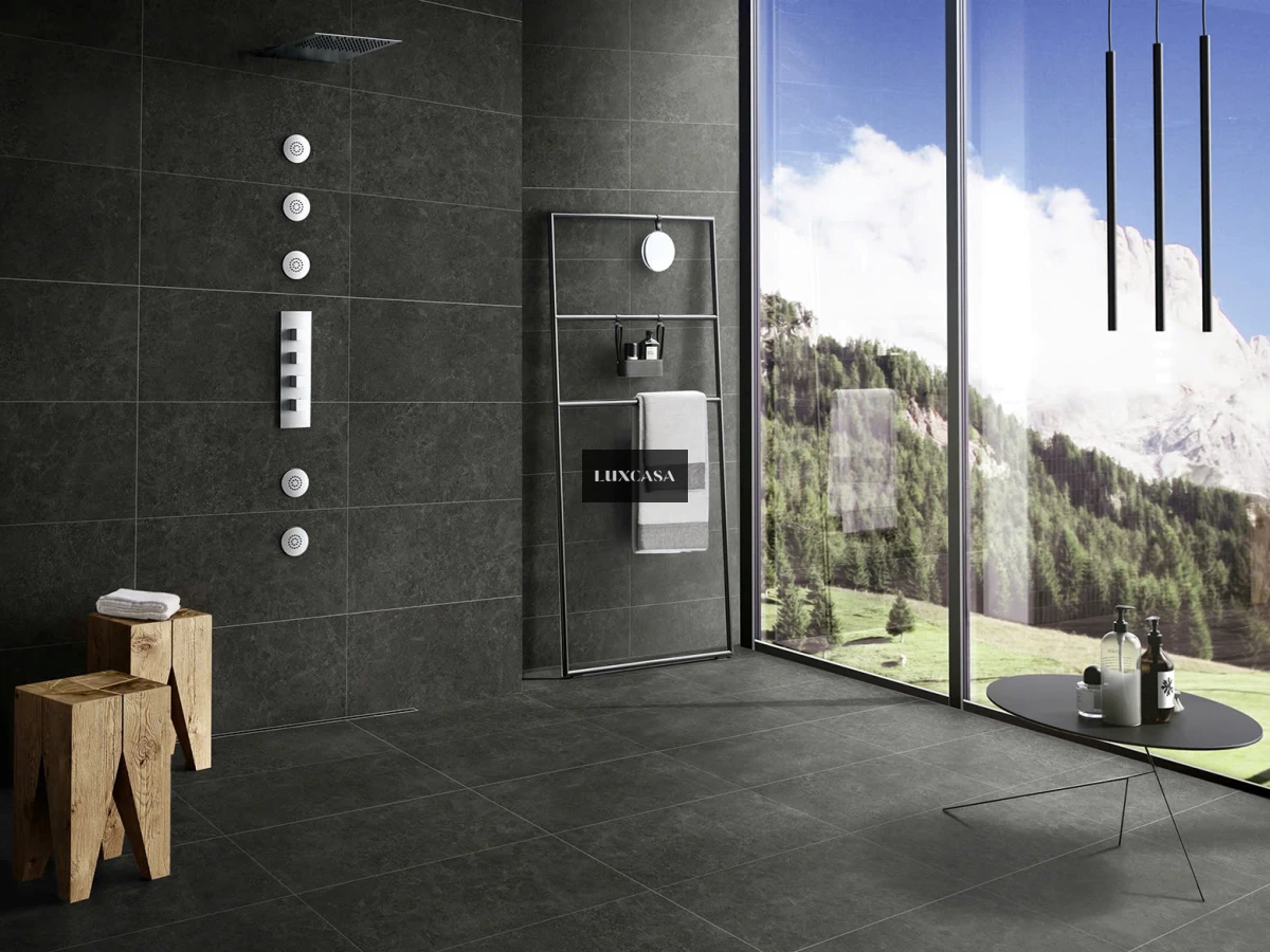 Gạch lát nền màu xám đen 60×60 60LUBR6005
