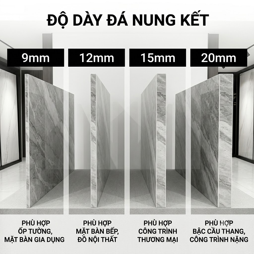 Độ dày đá nung kết