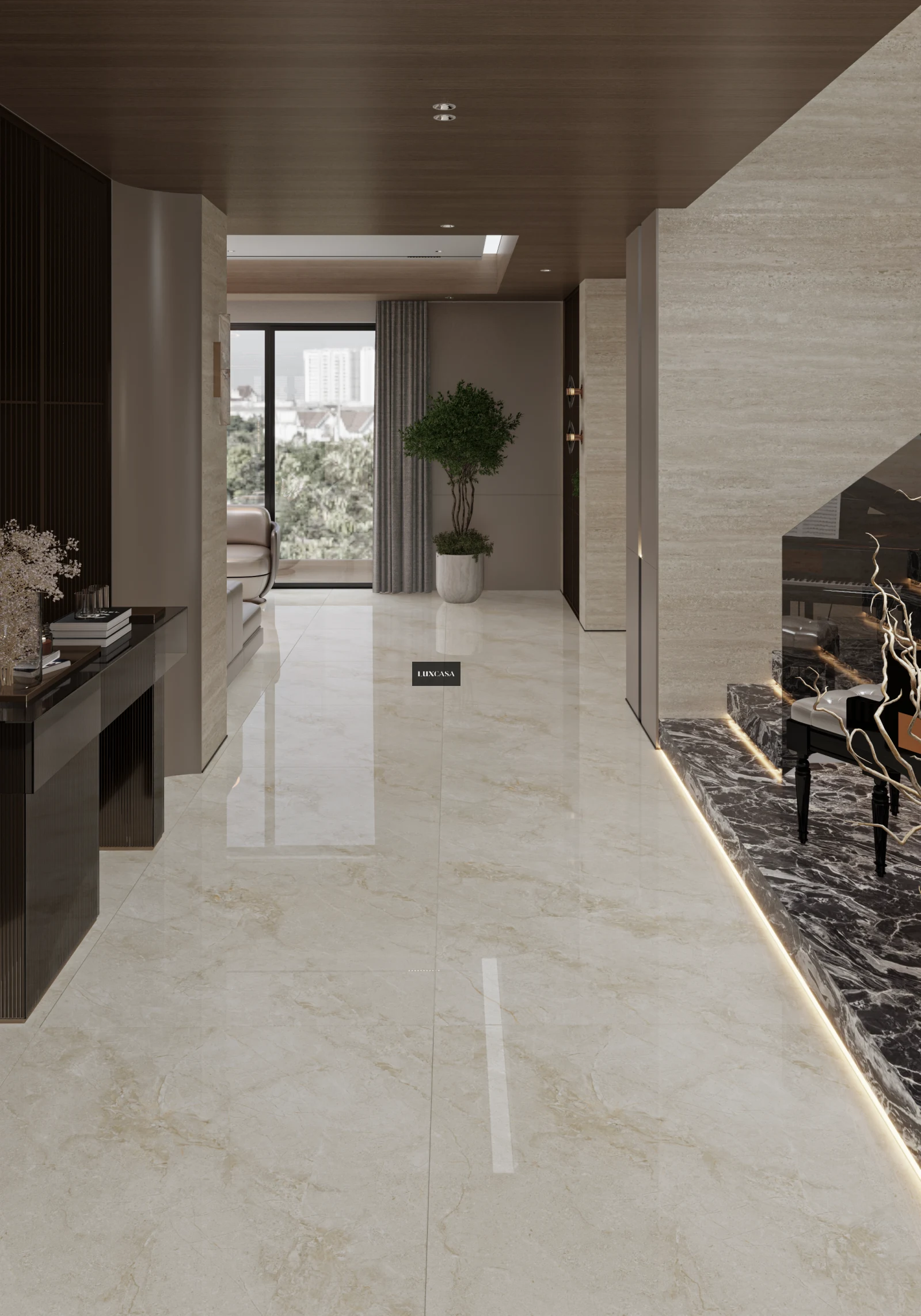 Gạch 1200X1200 màu kem vân đá 120LU031