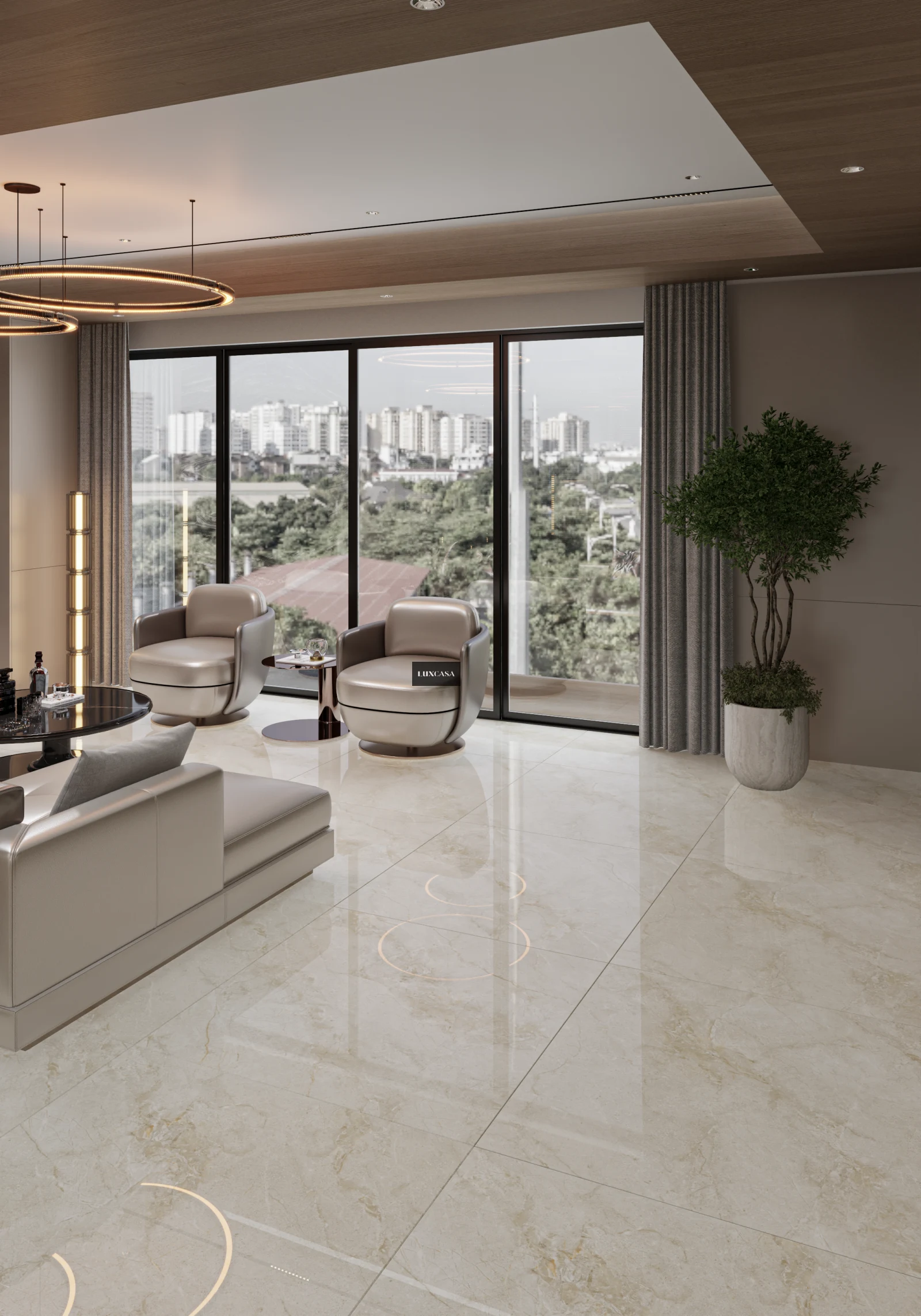 Gạch 1200X1200 màu kem vân đá 120LU031