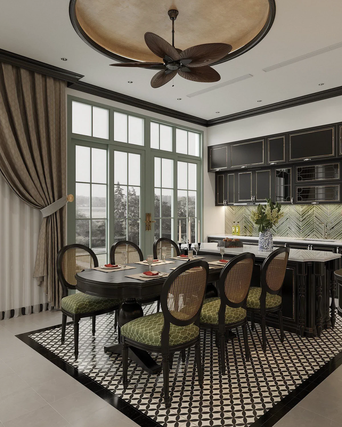 Gạch thảm lát khu vực bàn ăn