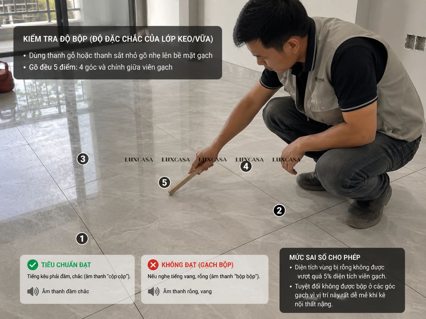 Kiểm tra độ bộp của gạch