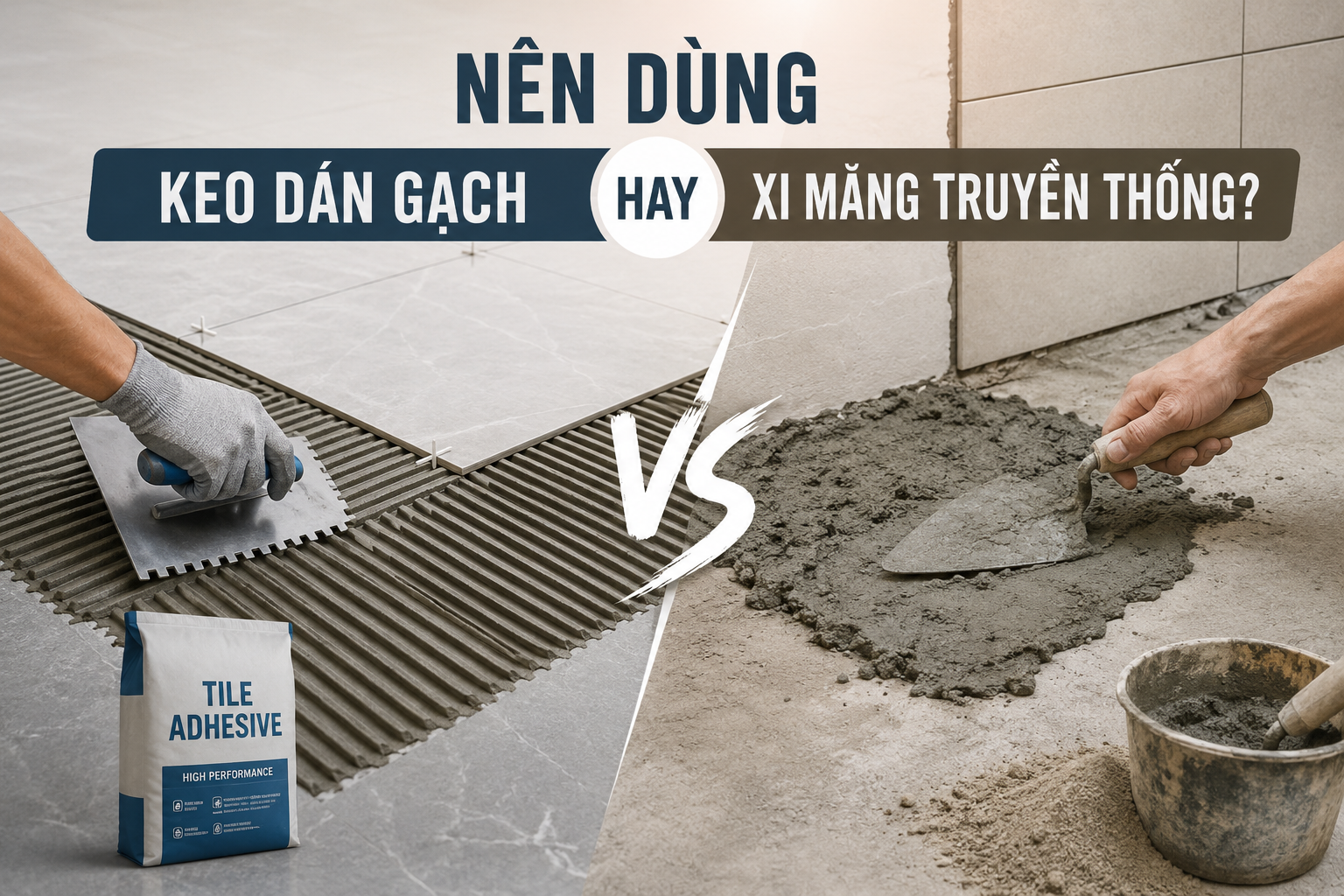Nên Dùng Keo Dán Gạch Hay Xi Măng Truyền Thống