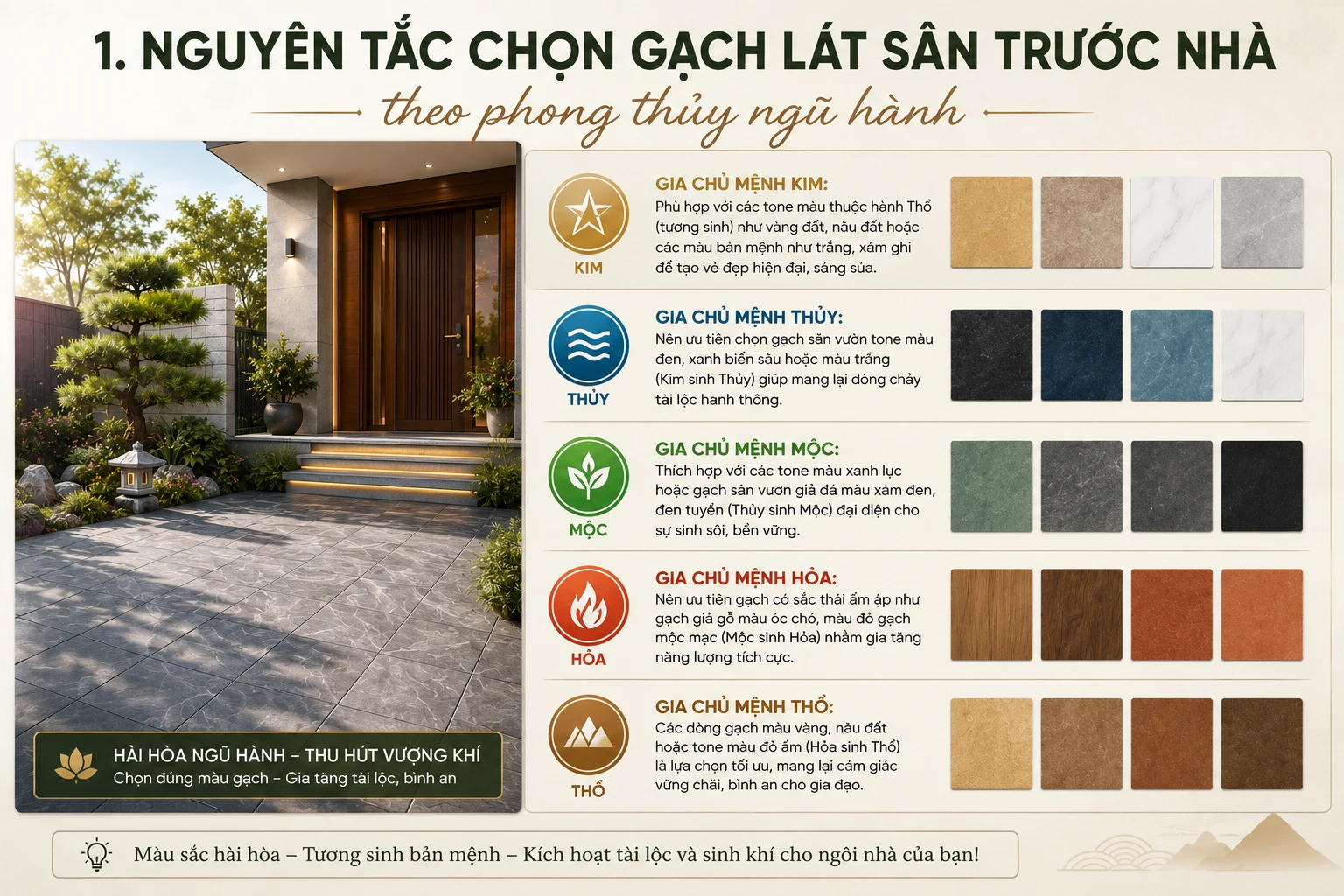 Nguyên tắc chọn gạch lát sân trước nhà theo phong thủy