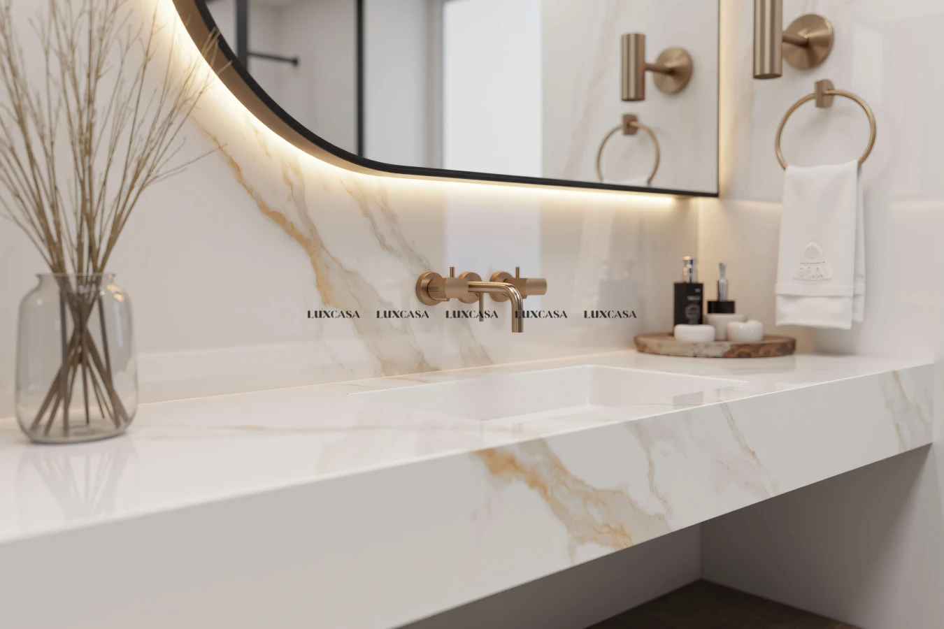 Đá nung kết Calacatta Gold làm lavarbo