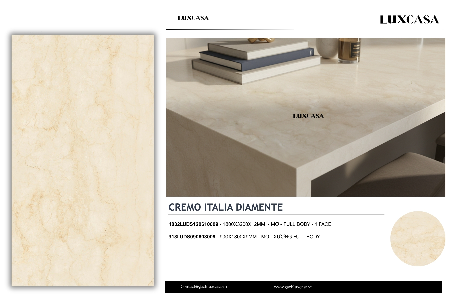Gạch ốp lát Đá nung kết Cremo Italia Diamente, thiết kế sang trọng và hiện đại