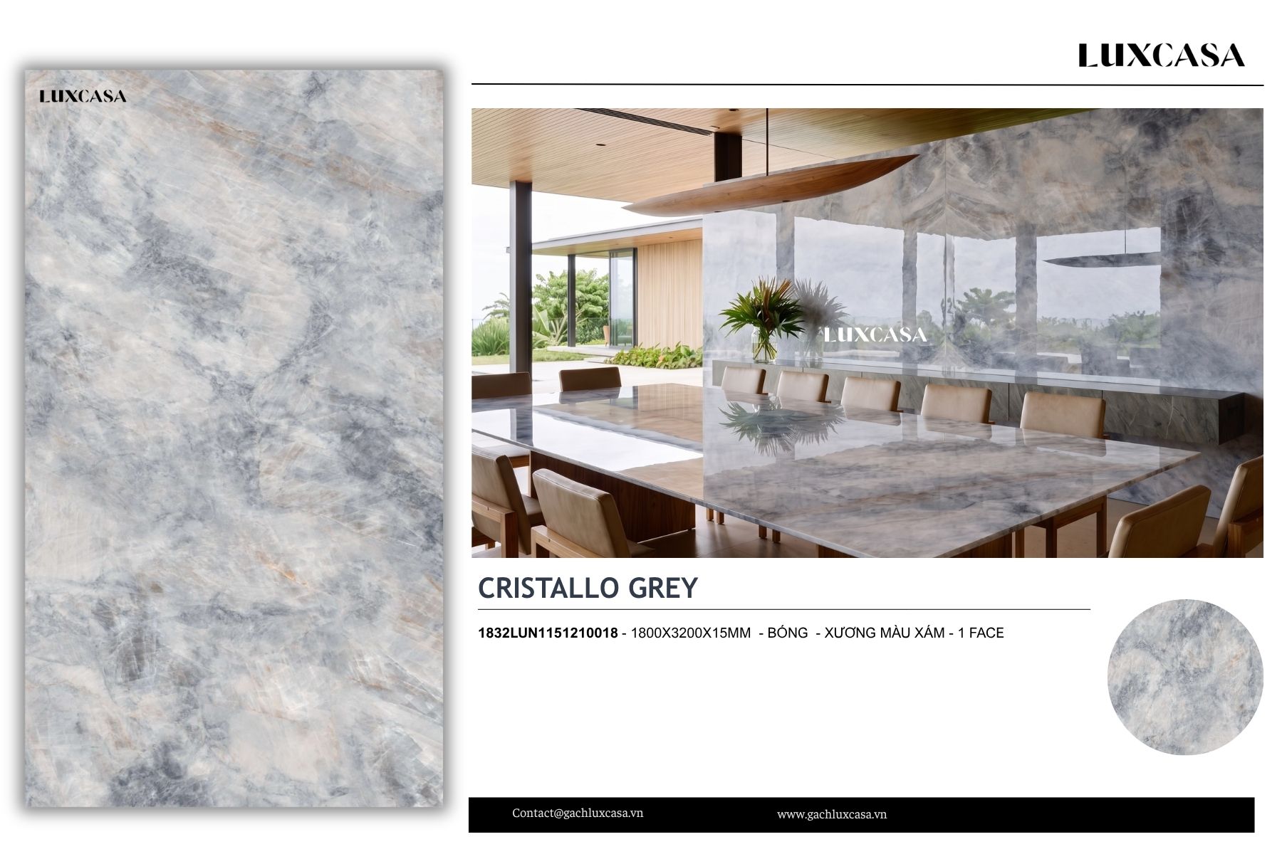 Đá nung kết Cristallo Grey