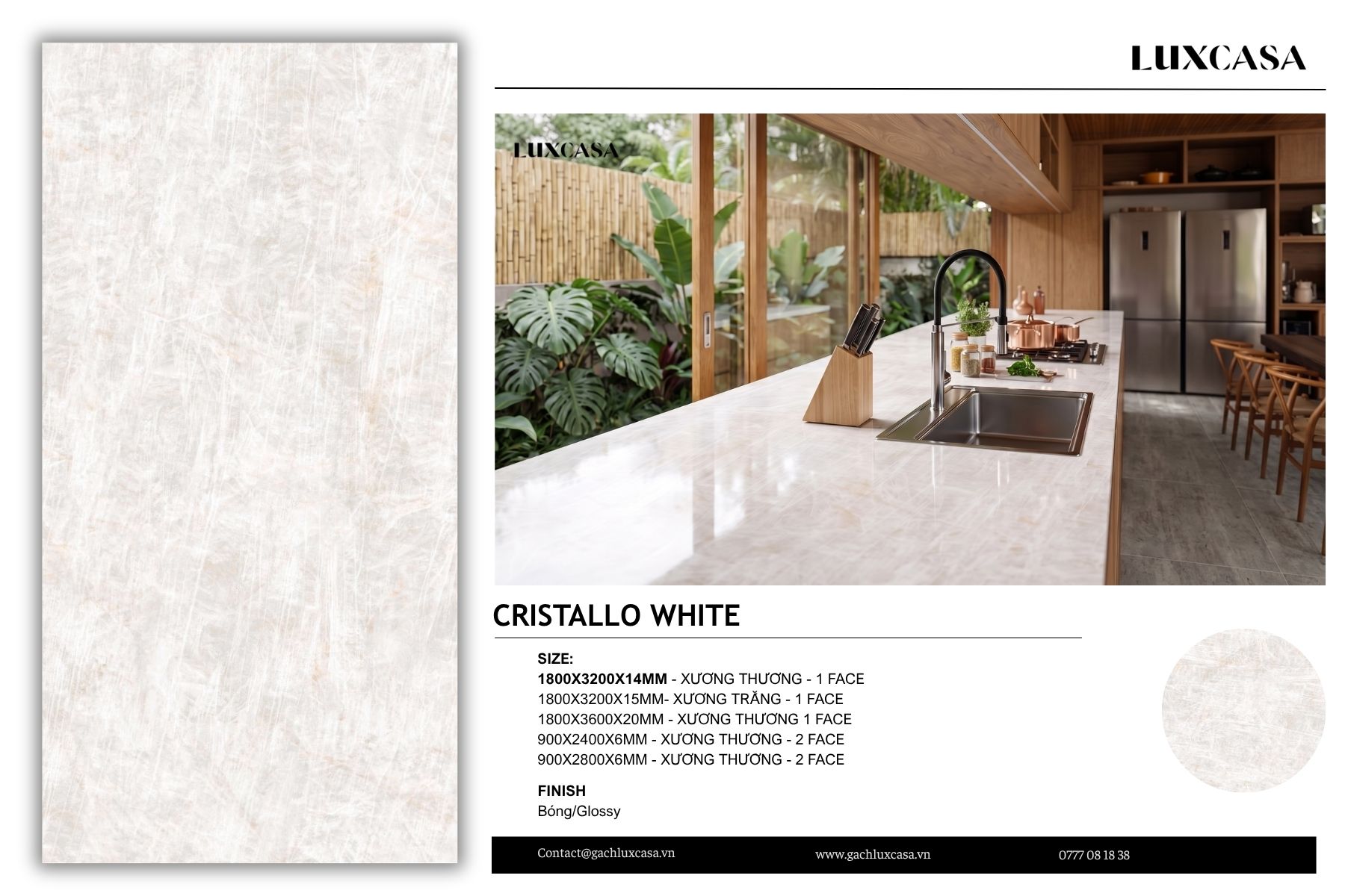 Đá nung kết Cristallo White