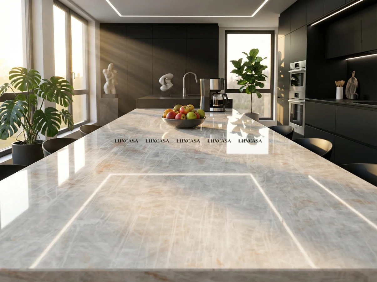 Đá nung kết Cristallo White làm bàn bếp