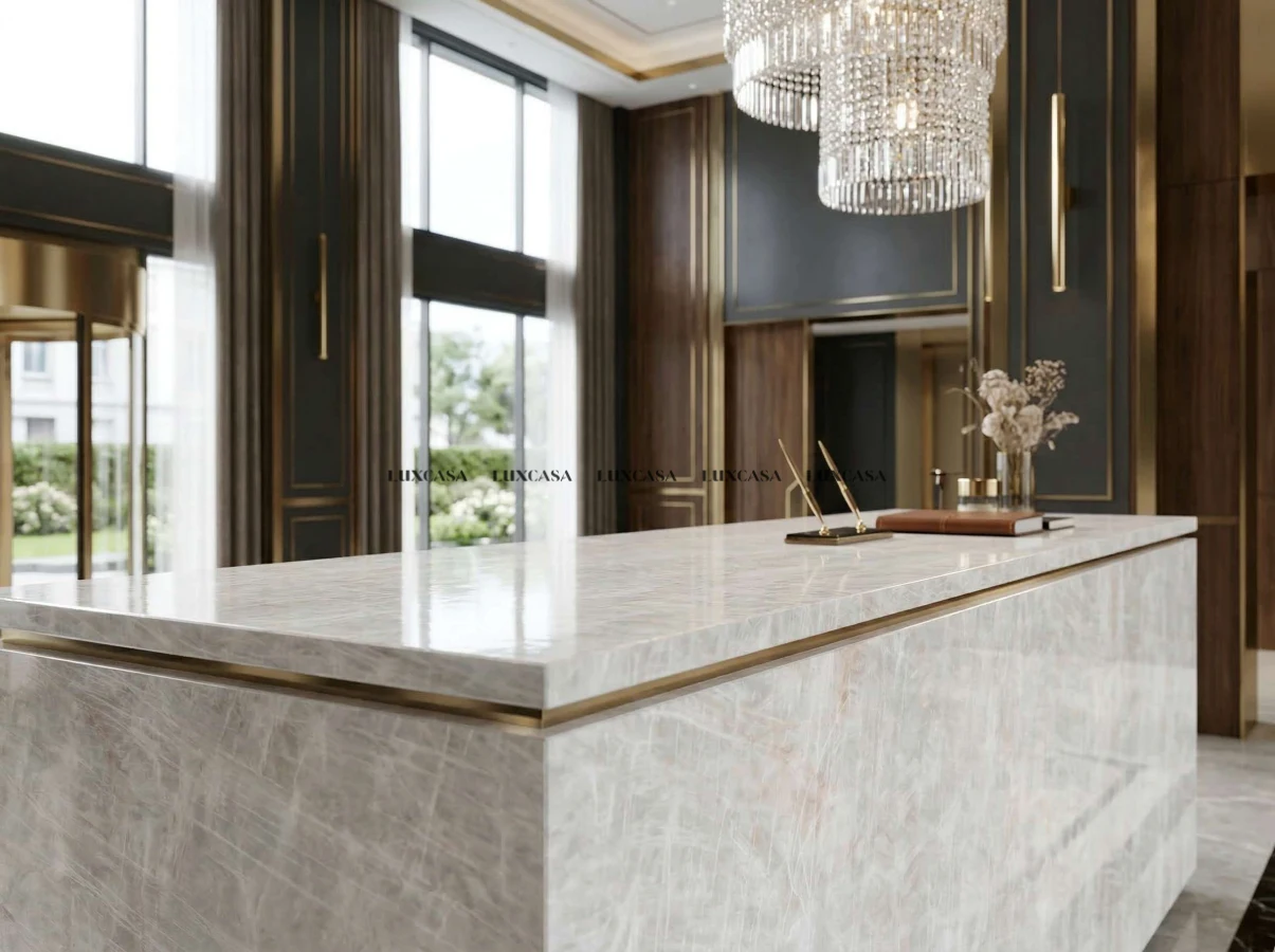 Đá nung kết Cristallo White làm bàn bếp