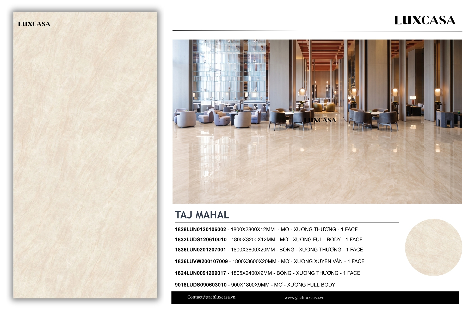 Đá nung kết Taj Mahal, sản phẩm gạch ốp lát với thiết kế sang trọng và tinh tế