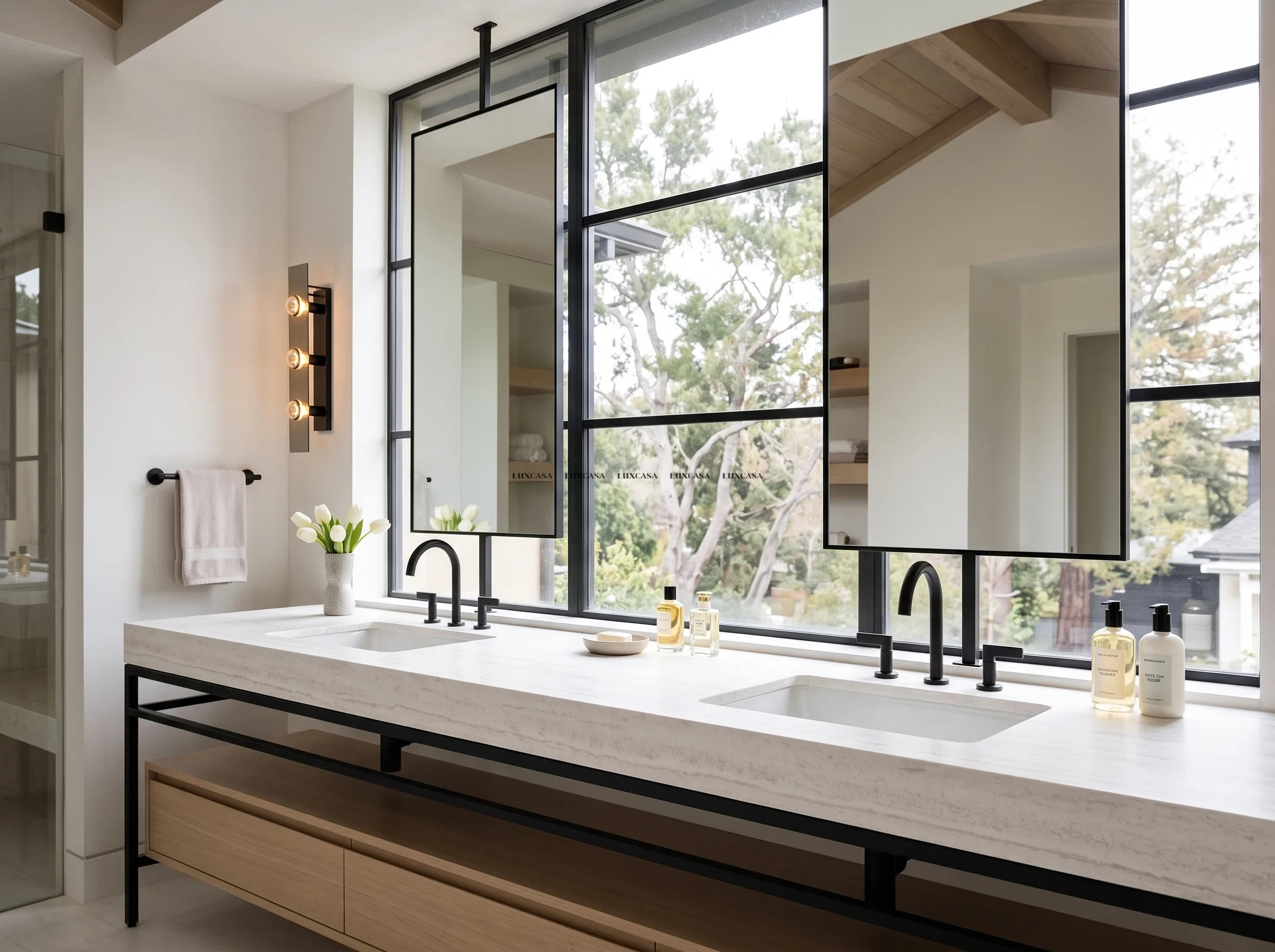 Đá nung kết Travertino Alba làm lavarbo