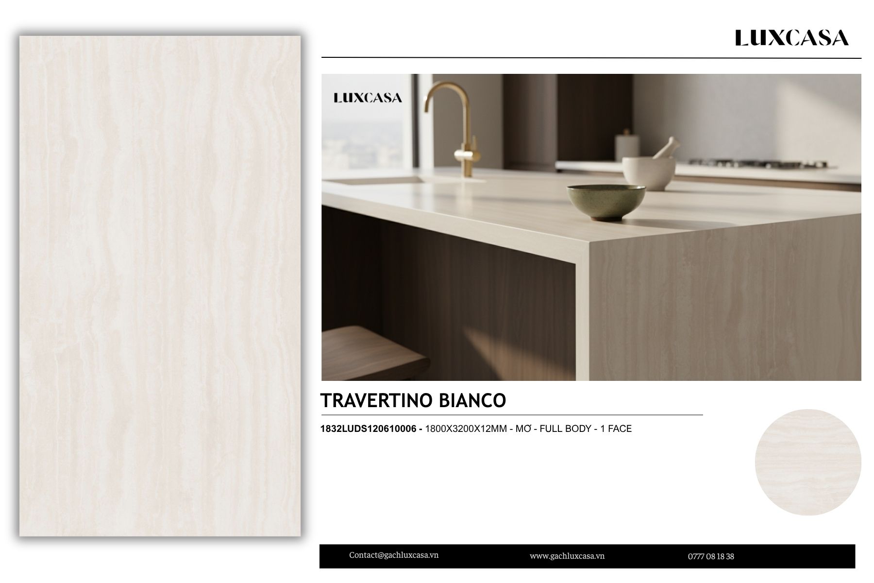 Đá nung kết Travertino Bianco 