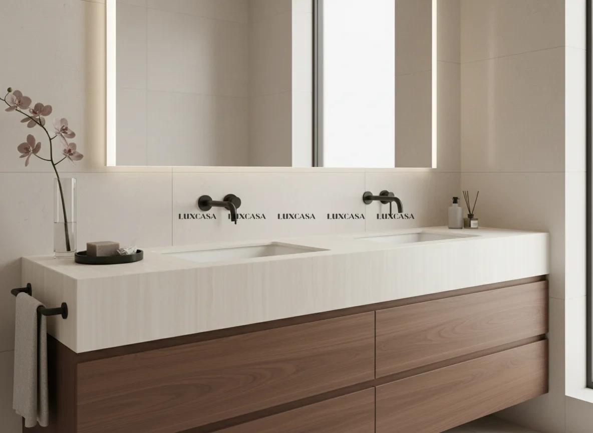Đá nung kết Travertino Bianco làm lavarbo (2)