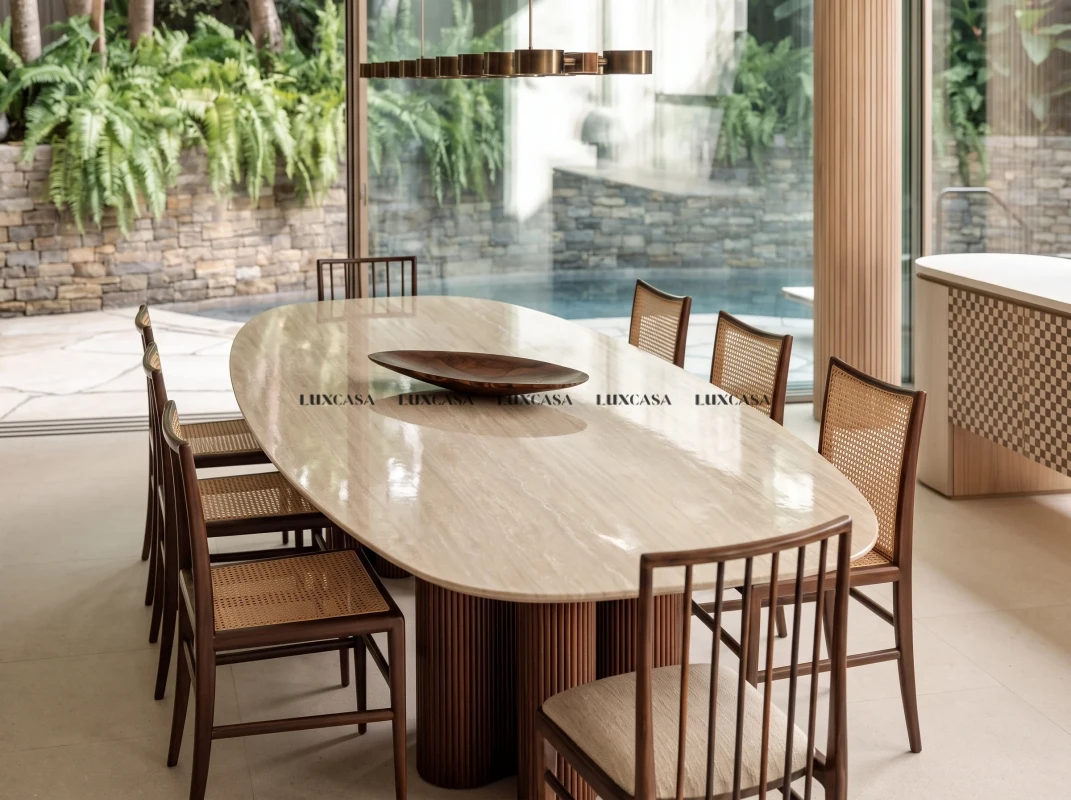 Đá nung kết Travertino Sabbia làm mặt bàn (1)