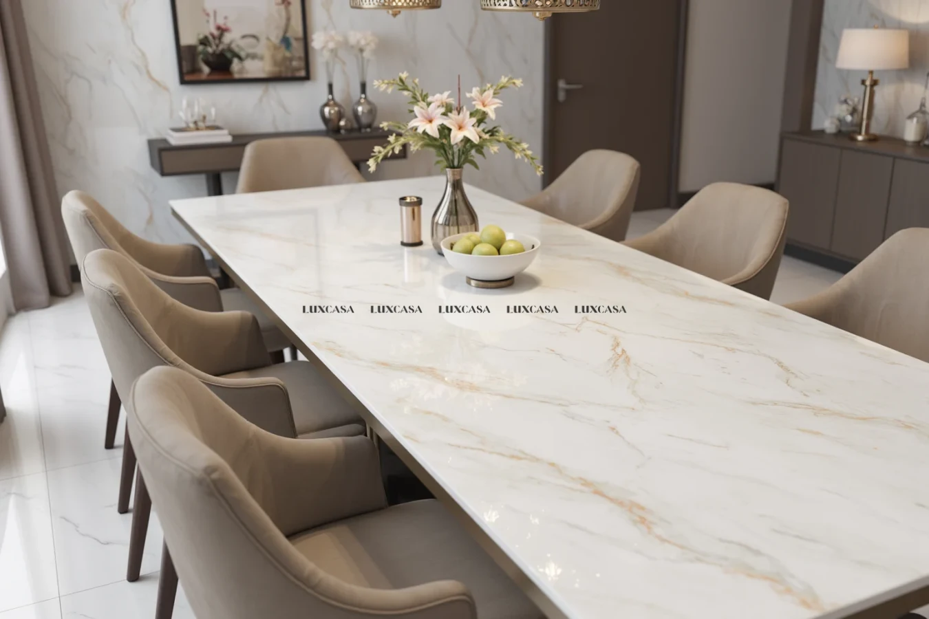 Đá nung kết làm bàn ăn vân Calacatta Borghini (1)
