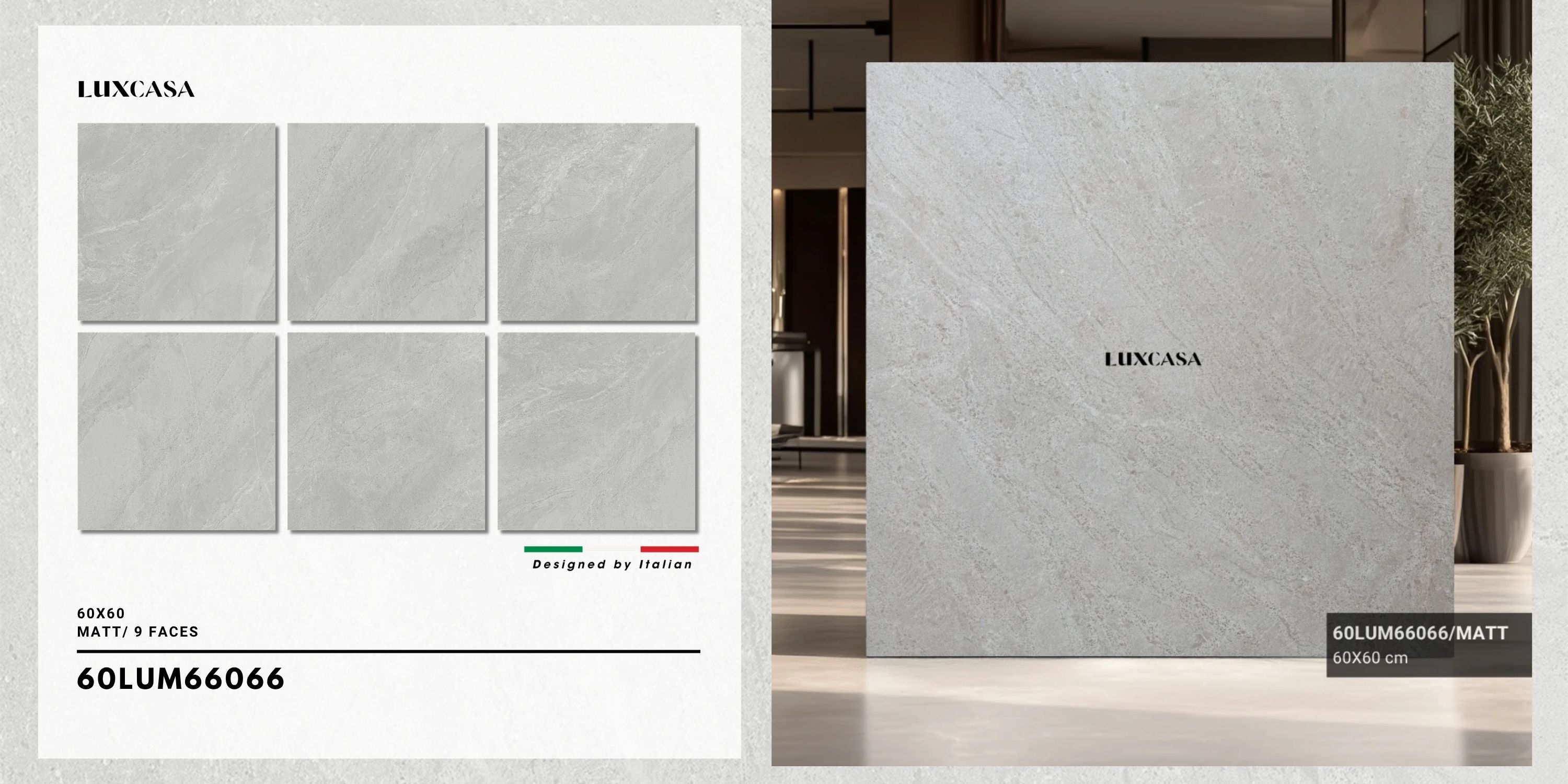 Hình ảnh gạch ốp lát vân đá kích thước 60x60 mã 60LUM6606, phù hợp cho trang trí nội thất