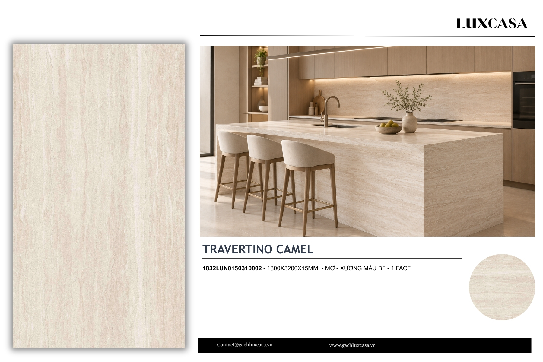 Đá nung kết Travertino Camel