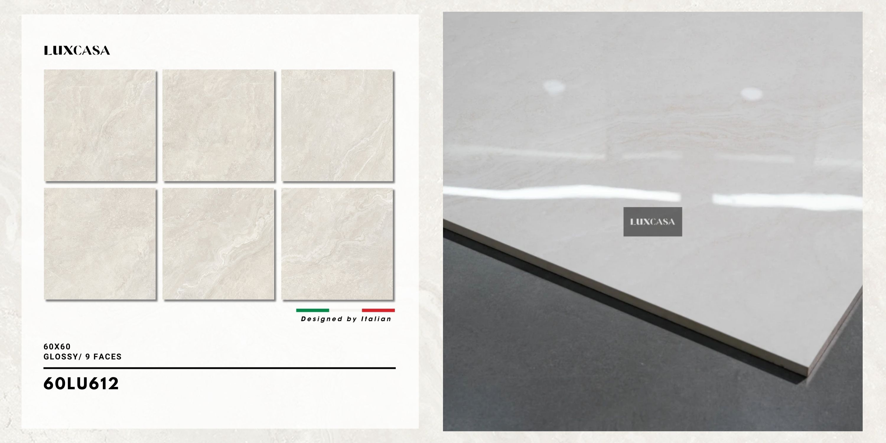 Gạch lát nhà 60×60 60LU612 với thiết kế tinh tế phù hợp cho mọi không gian nội thất