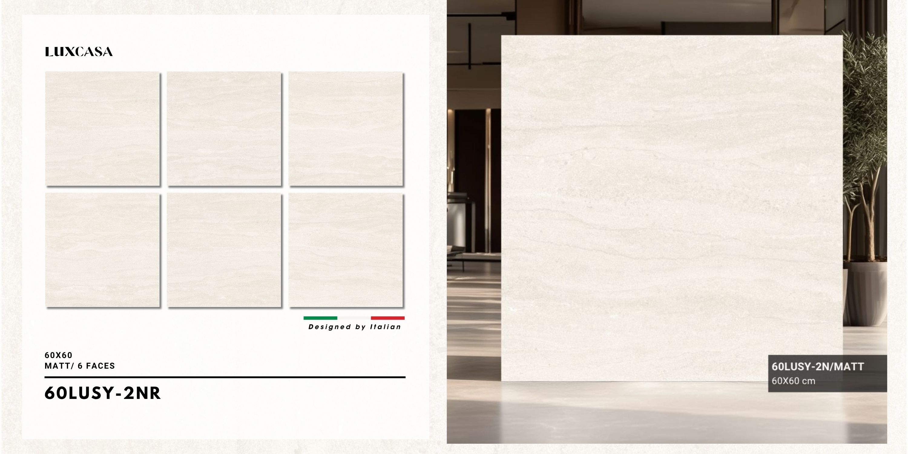 Gạch travertine kích thước 30x60 và 60x60 với bề mặt mờ, phù hợp cho trang trí nội thất và ngoại thất