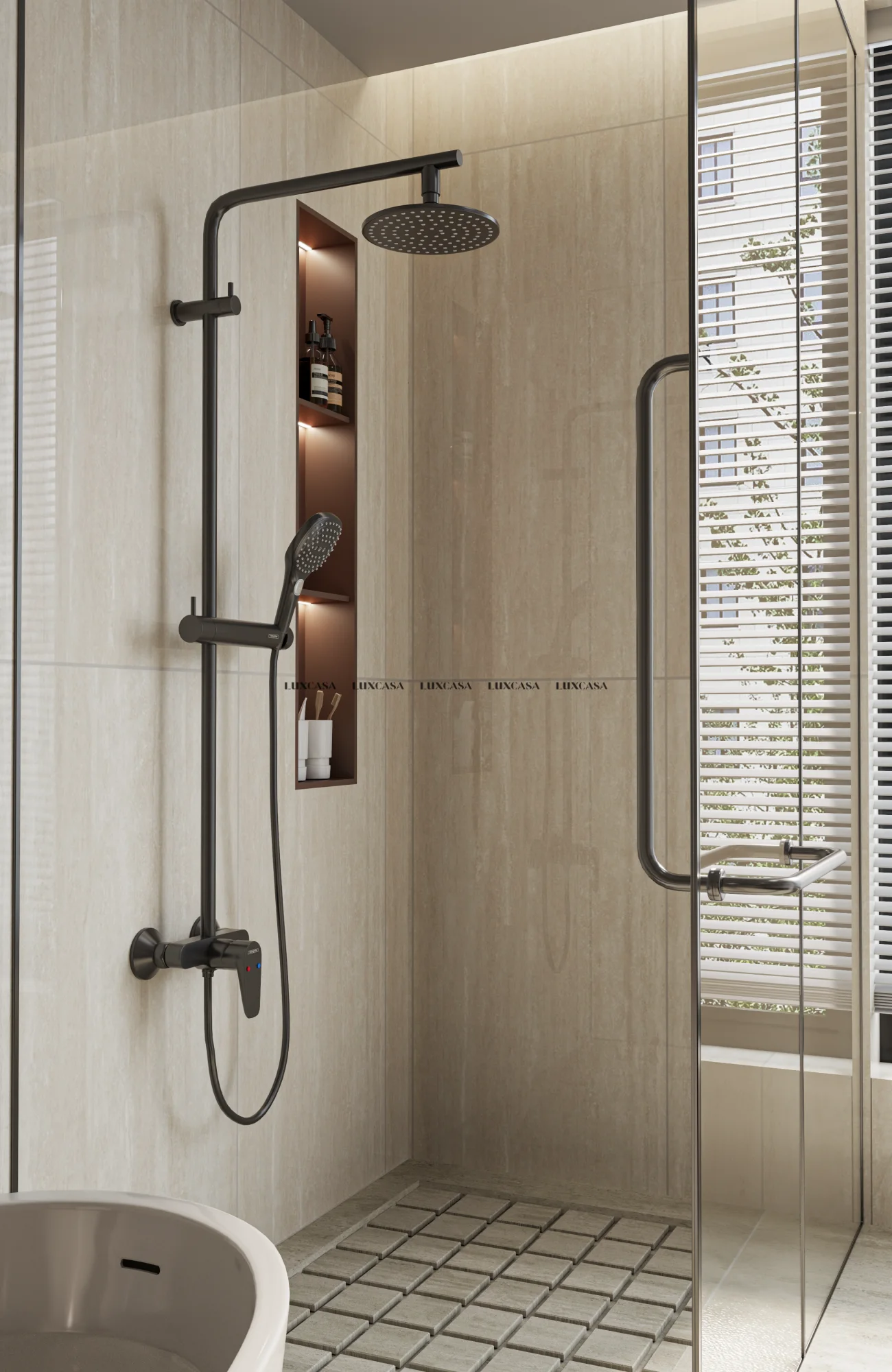 Gạch travertine bóng ốp nhà tắm 60x120 612LU1612G222