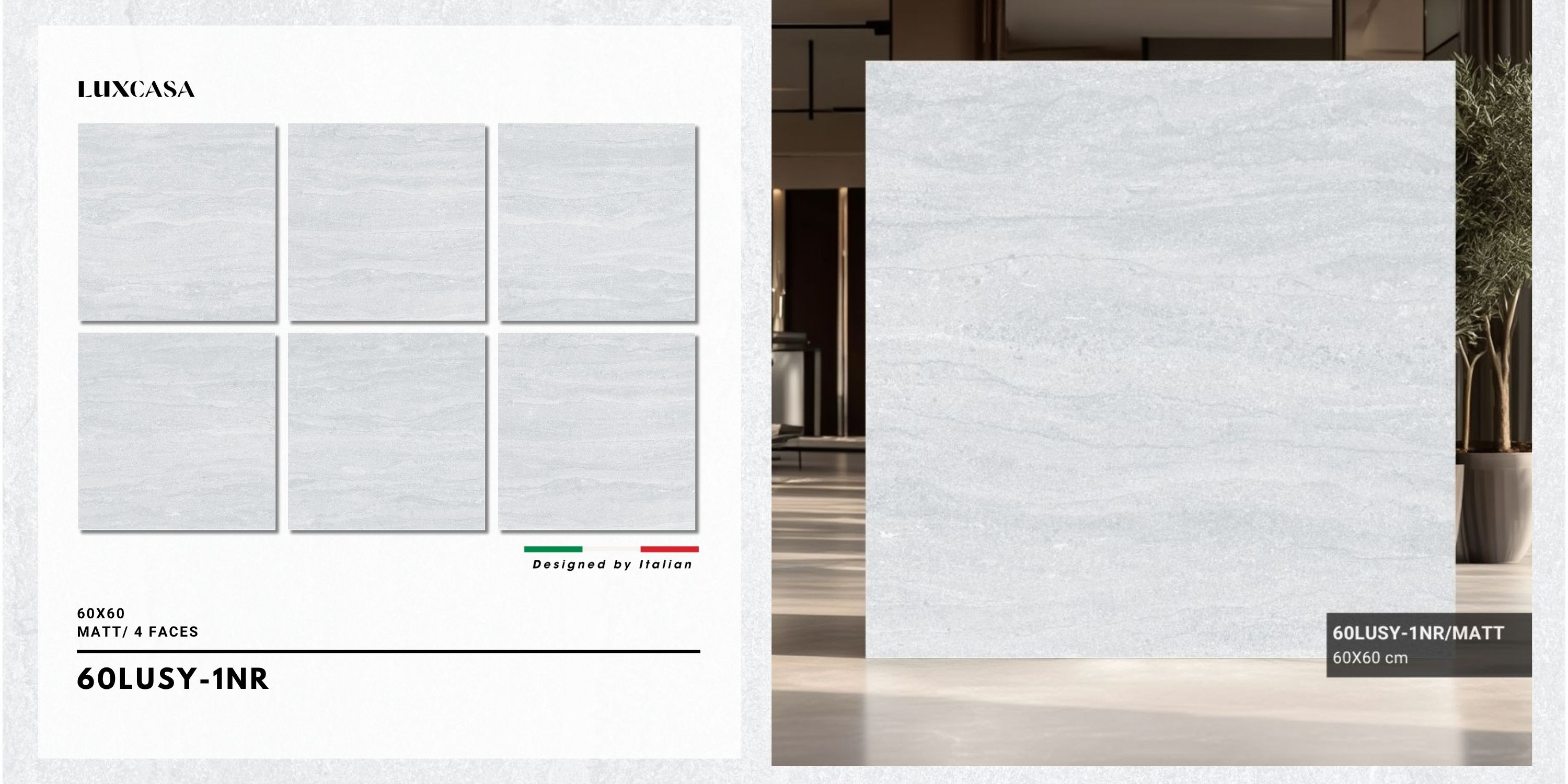 Hình ảnh gạch travertine xám kích thước 30x60 và 60x60 với thiết kế mờ, chất liệu bền và đẹp