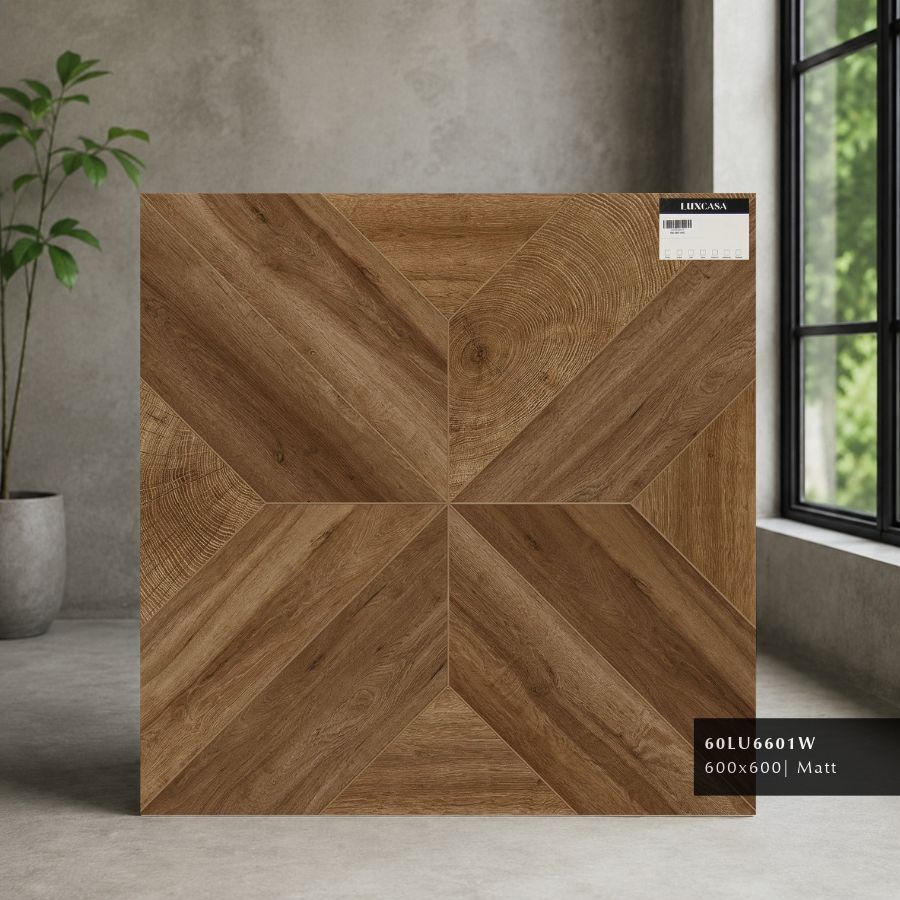 Hình ảnh sản phẩm gạch giả gỗ kích thước 60x60 cm, mẫu 60LU660XW, phù hợp cho nội thất